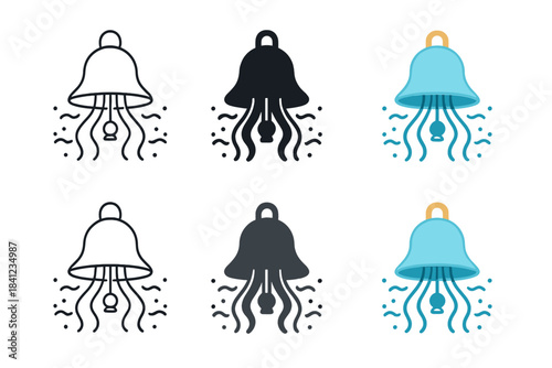 Jellyfish Bell Variations. Jellyfish Tide Bell, serene underwater motif symbolizing the sound of the sea and motion of life, first