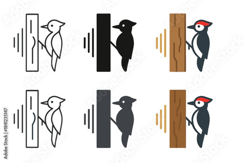 Woodpecker Geometric Design. Woodpecker Tree Rhythm, elegant geometric design representing sound, repetition, and natural tempo,