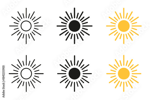 Circular Spark Evolution. Circular spark pattern expanding from bright core first in line style with thin outline, second in solid
