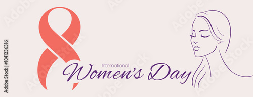 Creative Women’s Day 8 March floral background banner template, elegant horizontal vector design, website header layout, editable social media cover for modern feminine celebration marketing