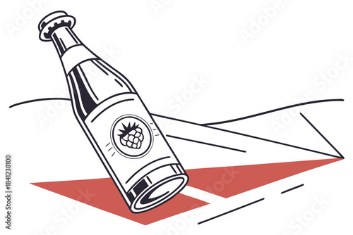 Bottle of champagne and message in a bottle on white background
