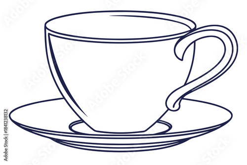 Cup of tea and coffee with saucer on white background