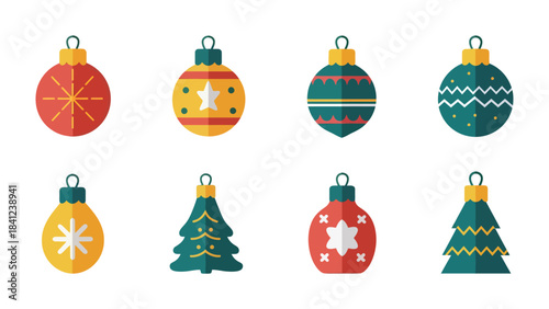 Festive Ornaments Array: A delightful collection of colorful ornaments, capturing the spirit of joy and the magic of celebration.  Embracing the joy of holiday season with various decorations.