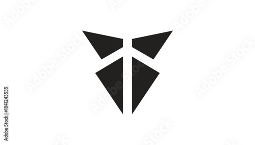 Abstract geometric logo design featuring triangular shapes in black. Concept of modern branding, logo creation, or visual identity. Useful for corporate design or graphic art projects.