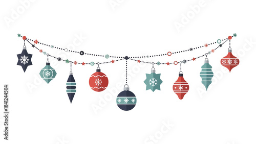 Festive Garland: An array of detailed ornaments hanging in perfect harmony, a sight for the season's grand celebrations and joyous gatherings.