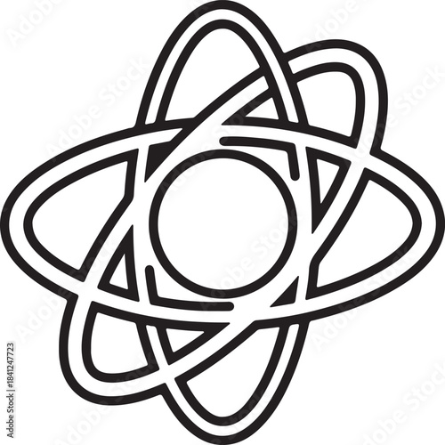 Atomic Structure Icon – Science, Physics, Chemistry, Electron Orbit, Nucleus, Atom Symbol, Educational Vector