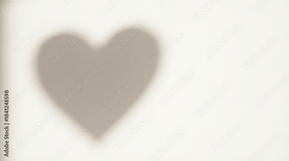 Fototapeta premium Heart Shape Shadow on White Wall Minimalist Aesthetic.