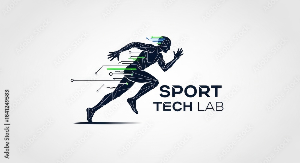 Obraz premium Dynamic tech-enhanced athlete in digital sports illustration showcases fitness innovation