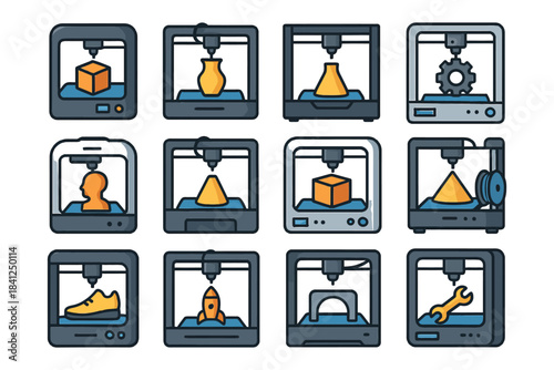 Various 3d printers creating diverse objects from shoes to rockets.