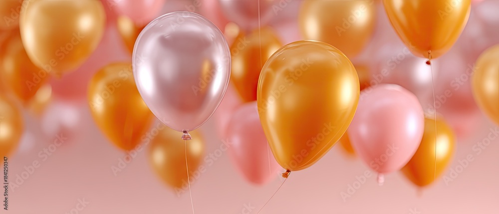 Fototapeta premium Colorful balloons create a joyful atmosphere for a birthday party or celebration in a realistic 3D scene with pastel hues