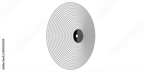 Radiating, concentric circles abstract monochrome vector graphic. Vector illustration for design your website and print