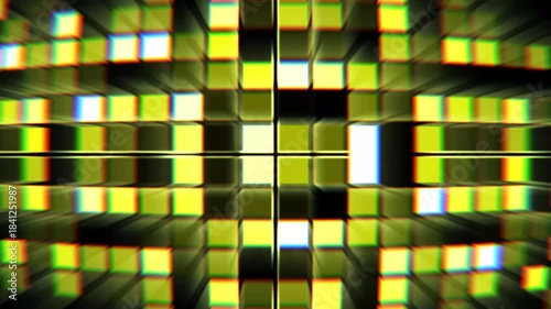 Disco Neon Yellow Squares Pattern Animation
