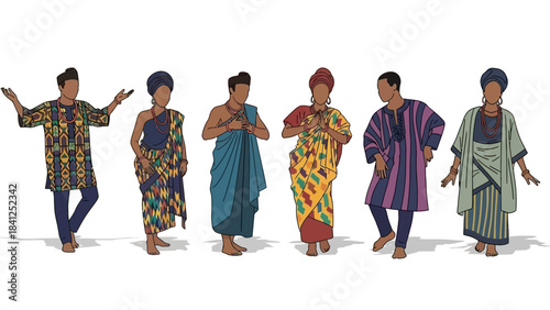Diverse group of people in traditional African clothing posing