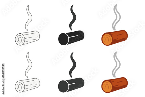 Ethereal Smoke Artistry. Thin wisp of smoke curling from burning apple wood log, gentle rising motion captured in clean organic