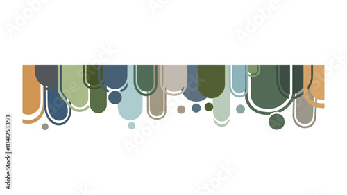 Abstract Composition: A visually captivating, minimalist artwork featuring a cascade of rounded geometric shapes in a harmonious palette, creating a sense of balance and aesthetic appeal.