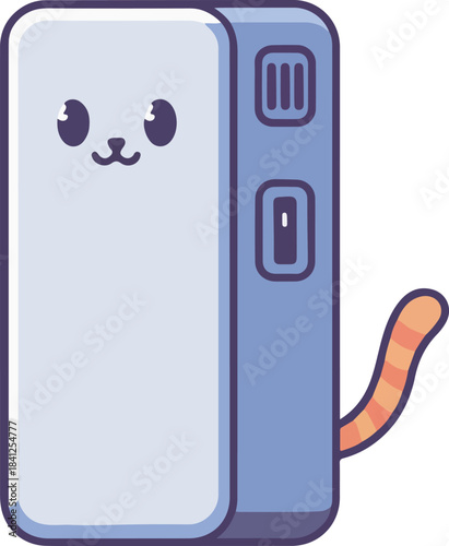 Cute cartoon cat face power bank with tail.