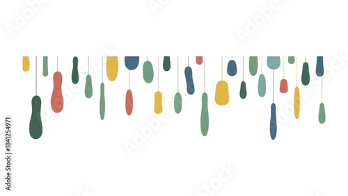 Abstract Hanging Decorations: A collection of abstract, colorful shapes hangs delicately, forming a visually appealing pattern.