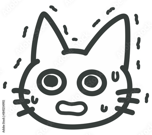 恐怖におびえる猫のイラスト