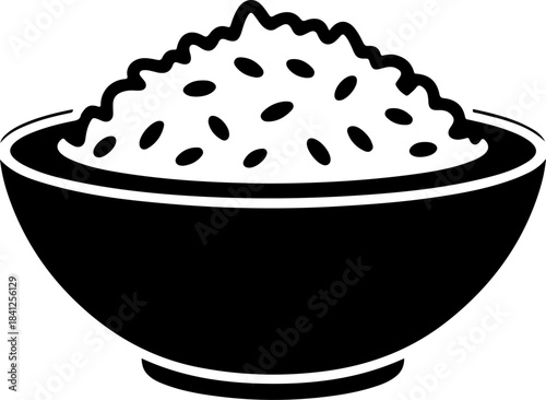 fried rice icon silhouette vector illustration
