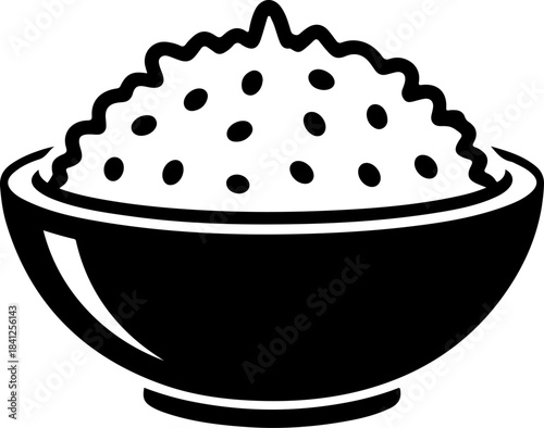 fried rice icon silhouette vector illustration