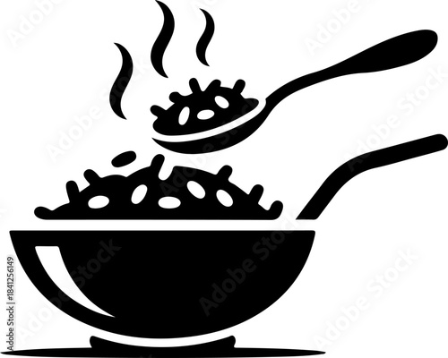 fried rice icon silhouette vector illustration