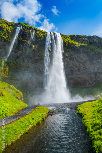 Amazing nature landscape, Seljalandsfoss waterfall in south east Iceland 