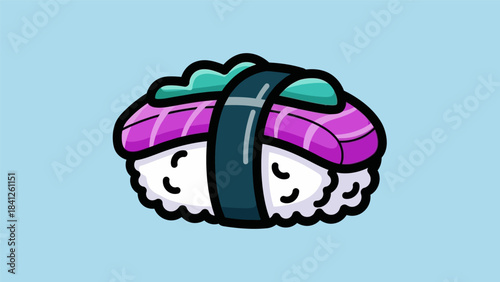 Vibrant Sushi Nigiri Illustration with Detailed Rice and Toppings.