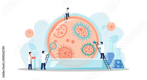 Innovative scientists researching viruses and developing solutions in a modern laboratory setting for global health and a safer future with cutting-edge technology