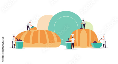 Creative team of pastry chefs crafting delicious desserts with fresh ingredients, perfect for bakeries, cafes, and food brands seeking unique content