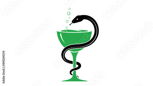 Pharmacy Medical Symbol Illustration – Bowl of Hygieia Healthcare Icon