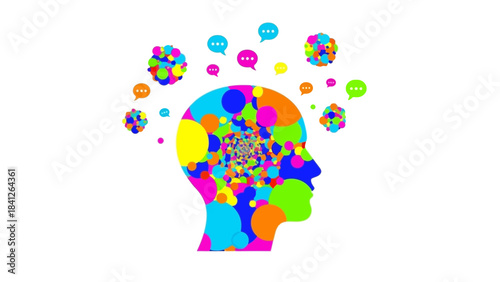 Wallpaper Mural Creative Human Head Silhouette Illustration – Colorful Mind Thoughts Concept Icon Torontodigital.ca