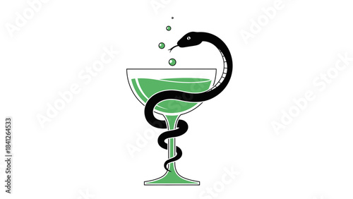 Pharmacy Medical Symbol Illustration – Bowl of Hygieia Healthcare Icon