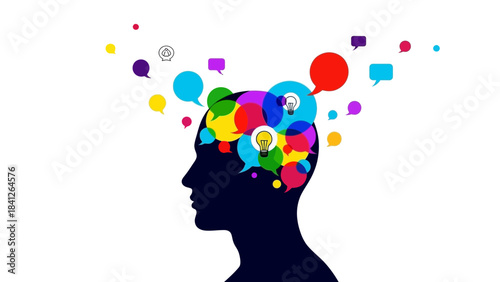 Wallpaper Mural Creative Human Head Silhouette Illustration – Colorful Mind Thoughts Concept Icon Torontodigital.ca