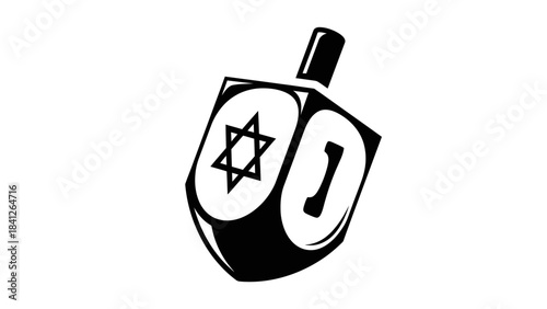 Dreidel Hanukkah Icon Illustration – Jewish Holiday Spinning Top Symbol
