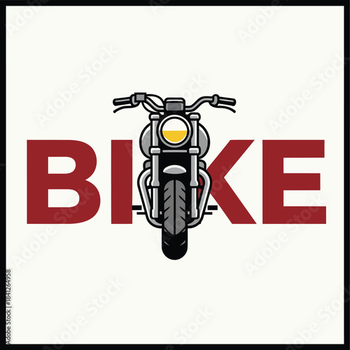 A stylish classic motorcycle emblem design perfectly incorporates a timeless front view into bold red branding
