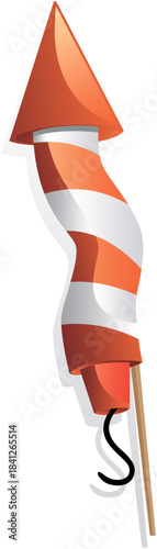 Stylized illustration of a bright orange and white striped windsock indicating wind direction against a clean perfect for aviation themes on transparent background