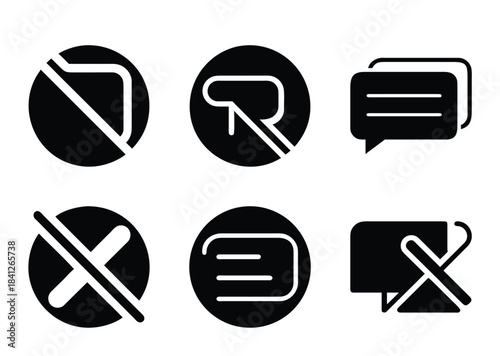 Set of bold and minimalistic icons for different functions and operations
