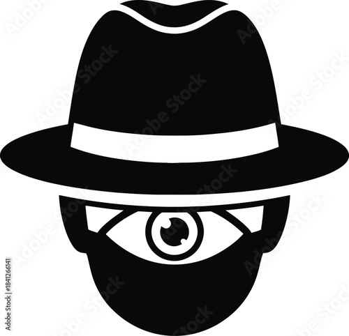 Spy Hat Eye Mask Secret Vector Icon
