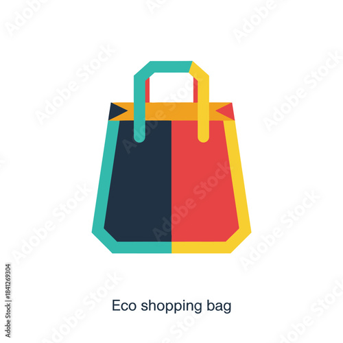 Colorful reusable shopping bag, promoting sustainable lifestyle practices illustration