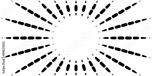 Radial Burst Background with Abstract Dashed Line Rays and Empty Center Space for Comic Pop Art Effect