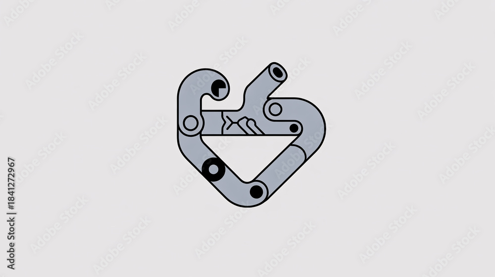 Fototapeta premium Mechanical heart shaped object with pipes and joints