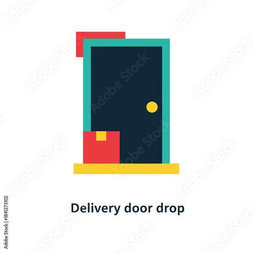 Contactless package delivery concept illustration featuring vibrant door