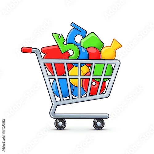 Shopping Cart Full of Percent Off Signs