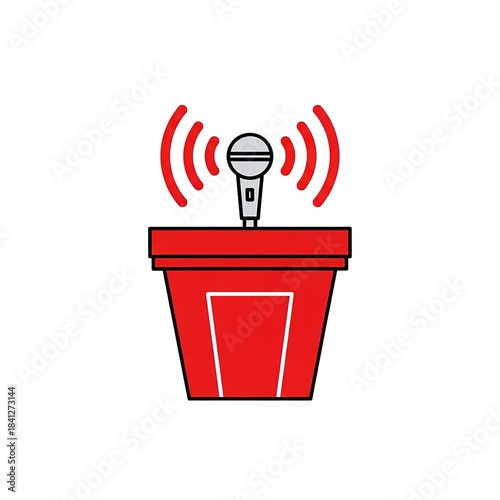 Red podium microphone illustration