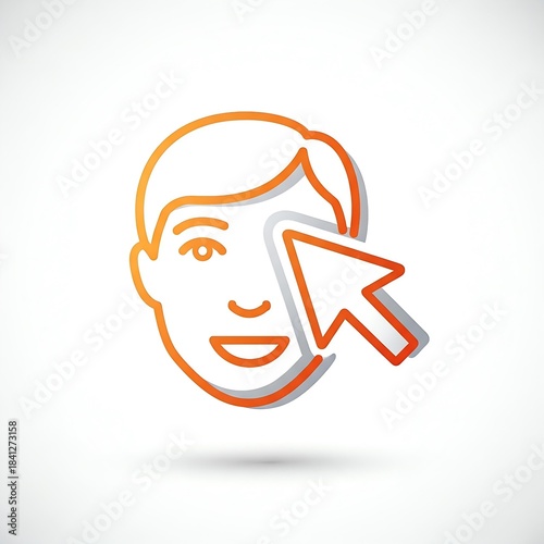 Smiling face with cursor icon, social media, user profile