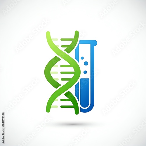 DNA test tube logo, genetic research symbol