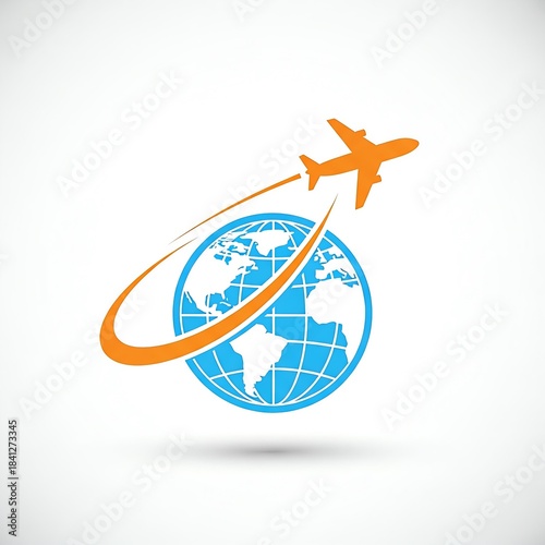 Airplane flying around the globe vector