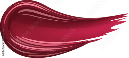 Abstract red paint smear isolated on transparent background, glossy pink brush stroke, vibrant design element
