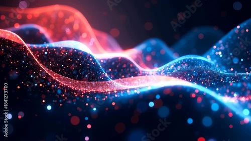 Colorful waving shapes. Futuristic abstract technology background.