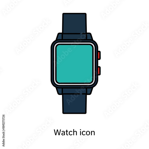 Stylish smart watch icon illustration with modern design elements
